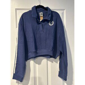 VICTORIA'S SECRET PINK Reverse Fleece Cropped Polo Sweatshirt Sz XL NWT
